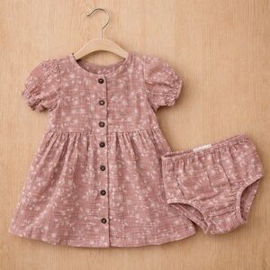 Kendi Pink Floral Baby Girl Dress with Bloomers - 12 to 18 months - NWT